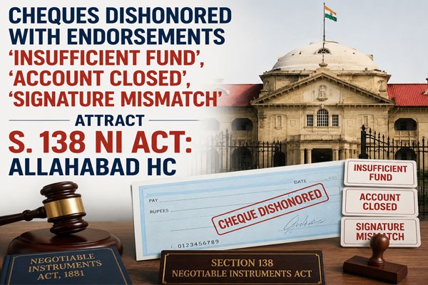 Cheques Dishonored With Endorsements ‘Insufficient Fund’, ‘Account Closed’, ‘Signature Mismatch’ Attract S. 138 NI Act: Allahabad HC